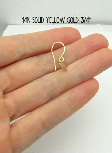14K SOLID YELLOW GOLD STAR DANGLE DROP EARRINGS SHEPARD'S HOOK GENUINE 3/4" 14KY - Picture 6 of 10