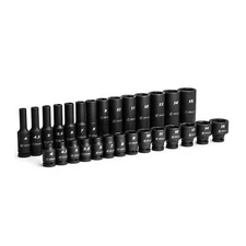 Capri Tools 1/4 in. Drive Shallow and Deep Impact Socket Set, Metric, 28-Piece