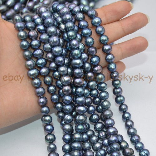 8-9mm Natural Rainbow Black Freshwater Baroque Pearl Loose Beads 15'' Strand - Picture 8 of 10