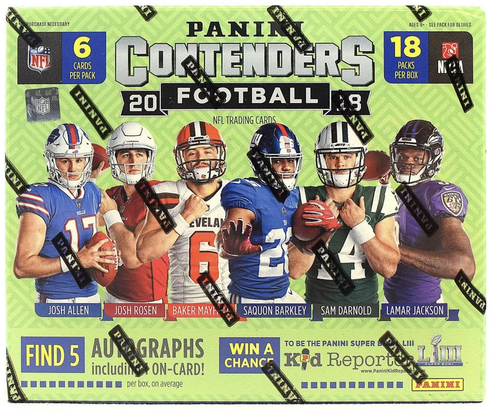 2018 Panini Contenders Football Factory Sealed 18 Pack Hobby Box 5 Autos Per Box