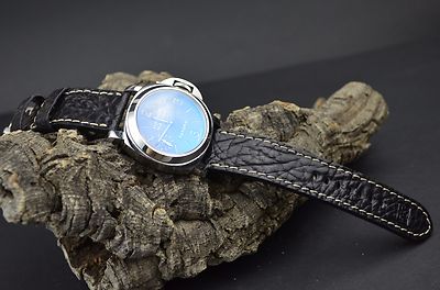 UHRENARMBAND 26 24 22 MM ECHT LEDER CARABU SCHWARZ II HANDMADE BAND MA STRAP