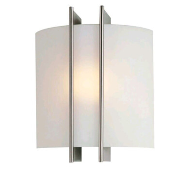 Lite Source LS-1673 Checks Wall Light Polished Steel Finish Frosted Glass