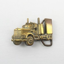 Vintage 70's 1979 Cut-Out Semi Truck Baron Solid Brass Belt Buckle