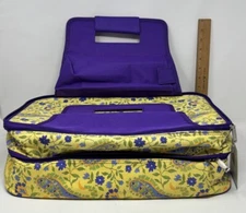 Casserole Carrier Oak & Olive Perfect Picnic 2 zippered areas NEW Purple yellow