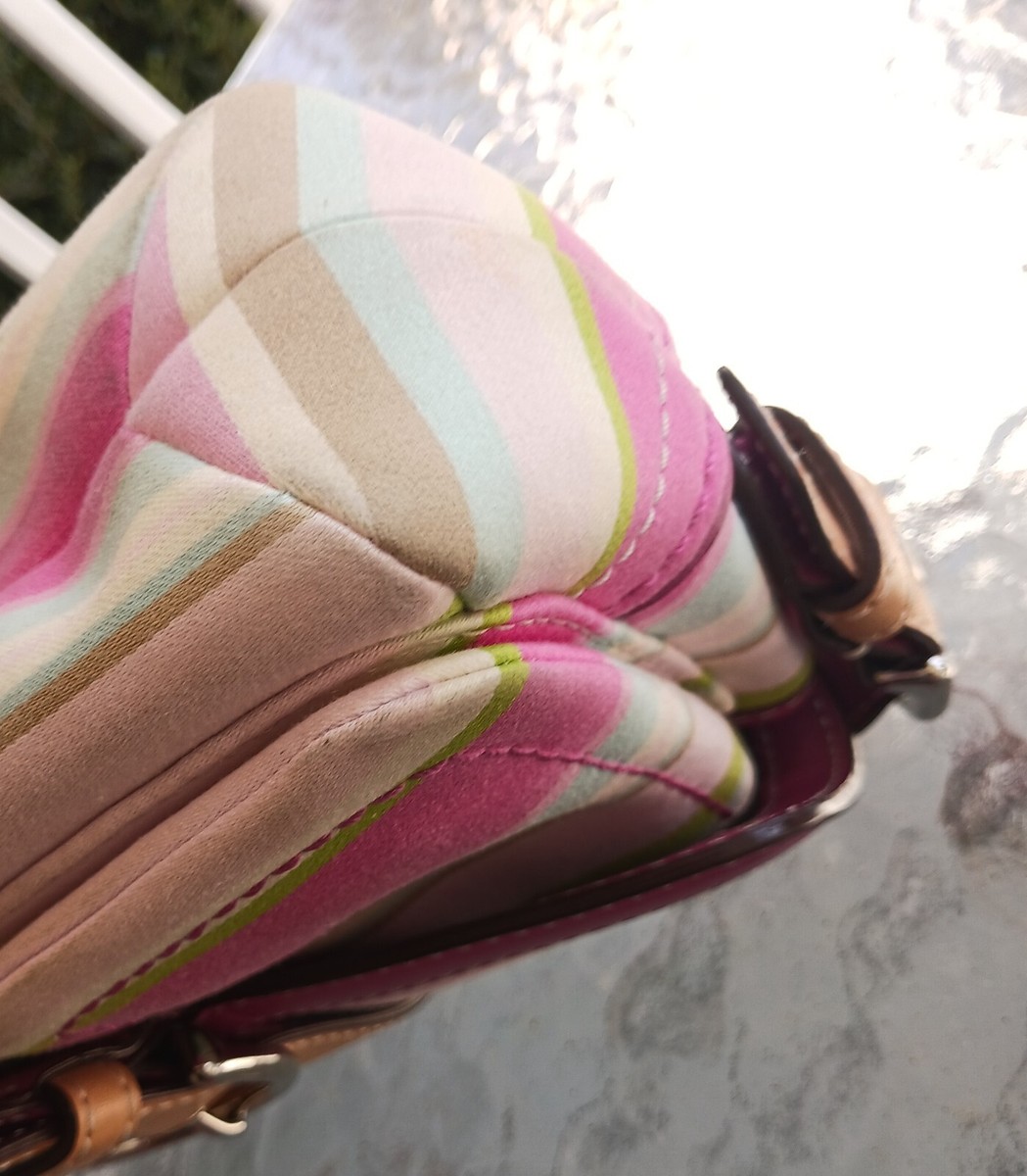 Coach バッグ Coach Vintage 1887 MINI Pastel Stripe Soho Sateen & Leather