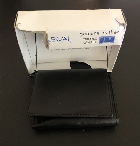 Neue schwarze Herren-Geldbörse aus echtem Leder mit Dreifachfaltung, Kreditkartenetui und Ausweisfenster - Bild 6 von 7