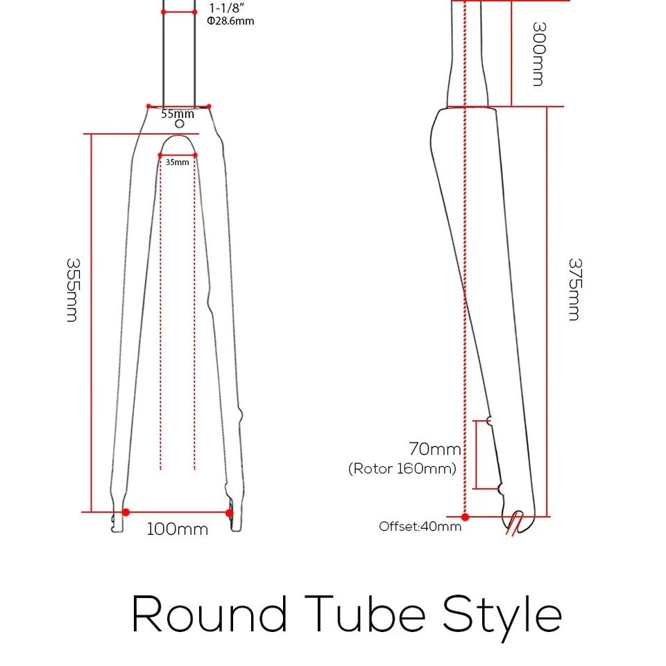 Карбоновое волокно дорожный велосипед жесткий вилка диск обод тормоз круглый сужающаяся трубка 700C - Изображение 4 из 4