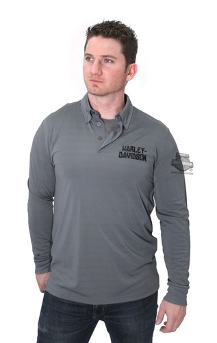 HARLEY-DAVIDSON GENUINE MEN'S SIZE MEDIUM LONG SLEEVE POLO SHIRT, NEW WITH TAGS