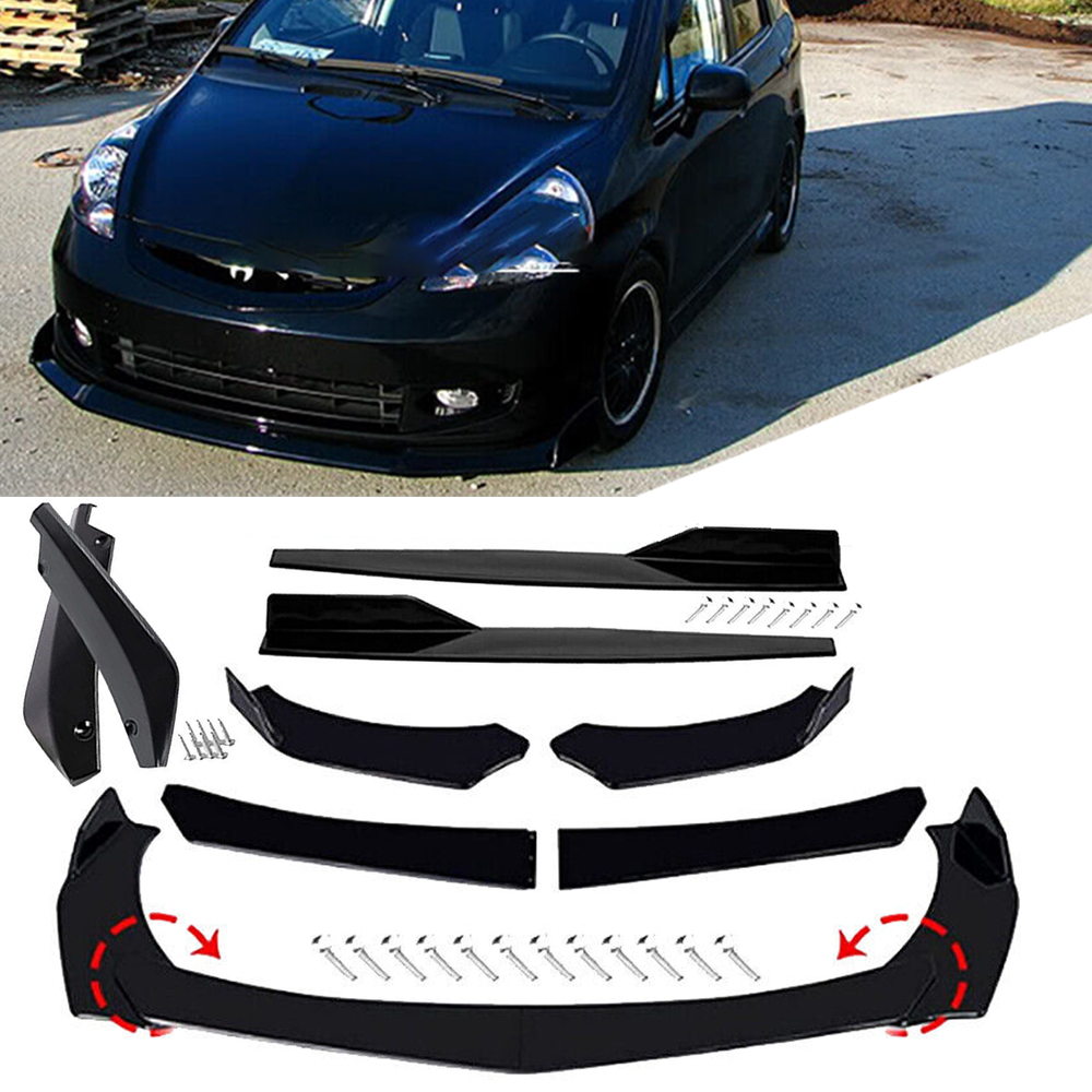 For Honda Fit Jazz Front Bumper Lip Splitter Lower Spoiler Body Kit Glossy