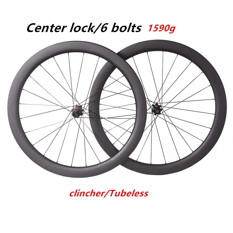 Lightweight 700c Carbon Road Bike Wheelset with Disc Brake 28mm Width Center Lock or 6-Bolt