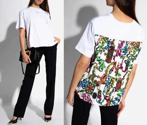 Versace Jeans Couture Patterned Baroque Top Blouse Shirt Oversized T-SHIRT S - Afbeelding 1 van 16