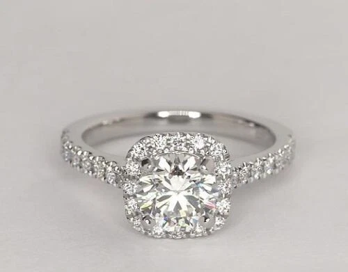 "950 Platinum Round Cut Lab Grown Diamond Engagement Ring for Women Bridal" - Image 4 of 4