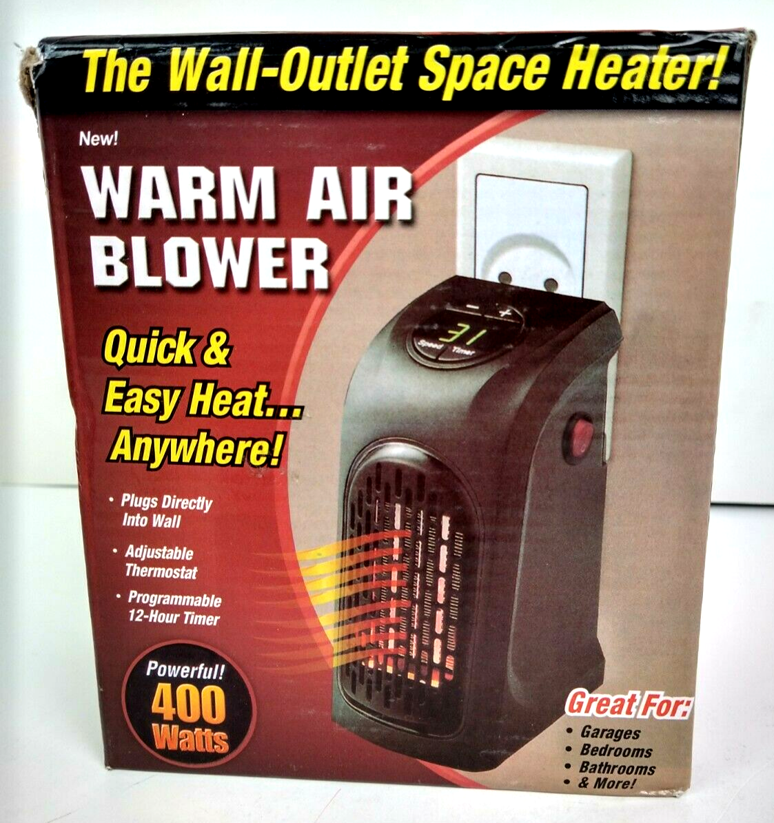 WALL OUTLET SPACE HEATER QUICK AND EASY HEAT 400 WATTS | eBay