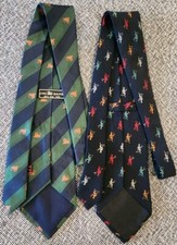 Austin Reed 100% Silk ING Bank Tie Blue Pitch Fork Lion Stripes Funny