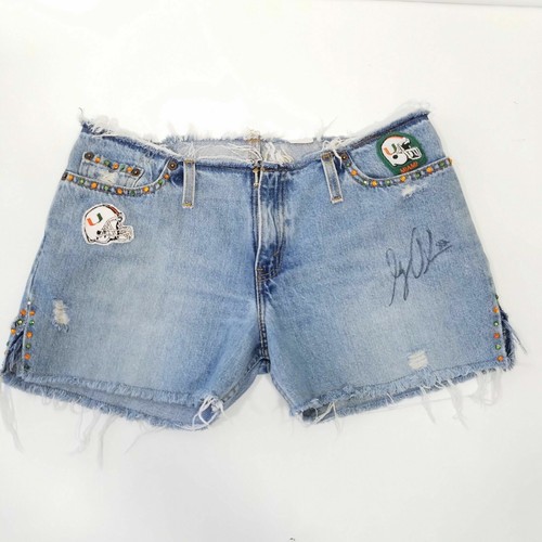 Levis Shorts Altered Denim Misfits Miami Hurricanes Greg Olsen Autographed - Picture 11 of 12