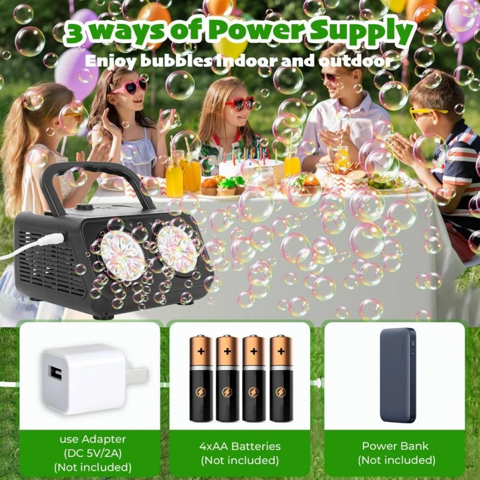 Automatic Bubble Machine Upgrade Bubble Blower w/2 Fans, Portable Bubble Maker - Image 3 of 4