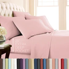 6-Piece Cal King Sheet Set, 21-Inch California King Sheets Deep Pocket, Fitted a