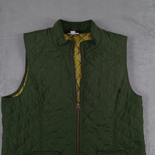 J Jill Vest Womens Medium Green Heritage Quilted Pockets Preppy Modern - Picture 2 of 8