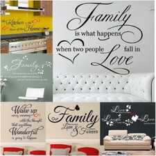 WALL QUOTE STICKER Vinyl Wall Art Decal Family Love Kitchen Wall Stickers N163