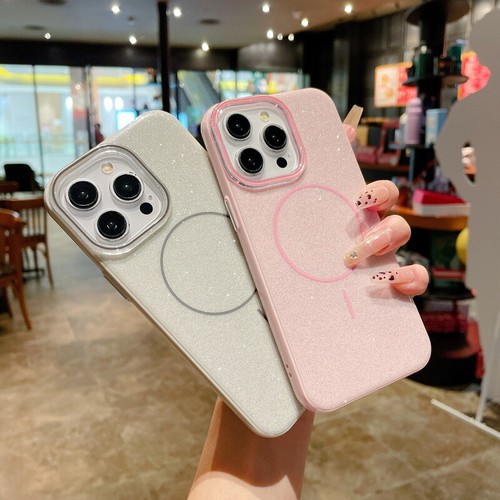 For iPhone 16 Pro Max 15 14 13 12 Magnetic Shockproof Slim Glitter Case Cover - Picture 3 of 21