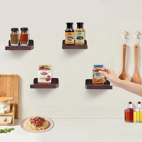Paquete de 4 mini estantes de madera pequeños de 4x4 pulgadas para dormitorio sala de estar - Imagen 3 de 6