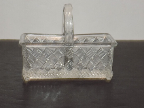 Vintage Crystal Basketweave Pressed Glass Shaker Caddy Double Open Salt Dip - 第 2/6 張圖片