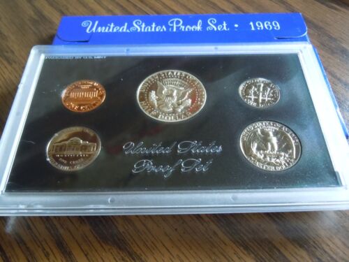 1969 Proof Set Original Blue Box 5 Coin US Mint 40% Silver Half - Picture 9 of 15