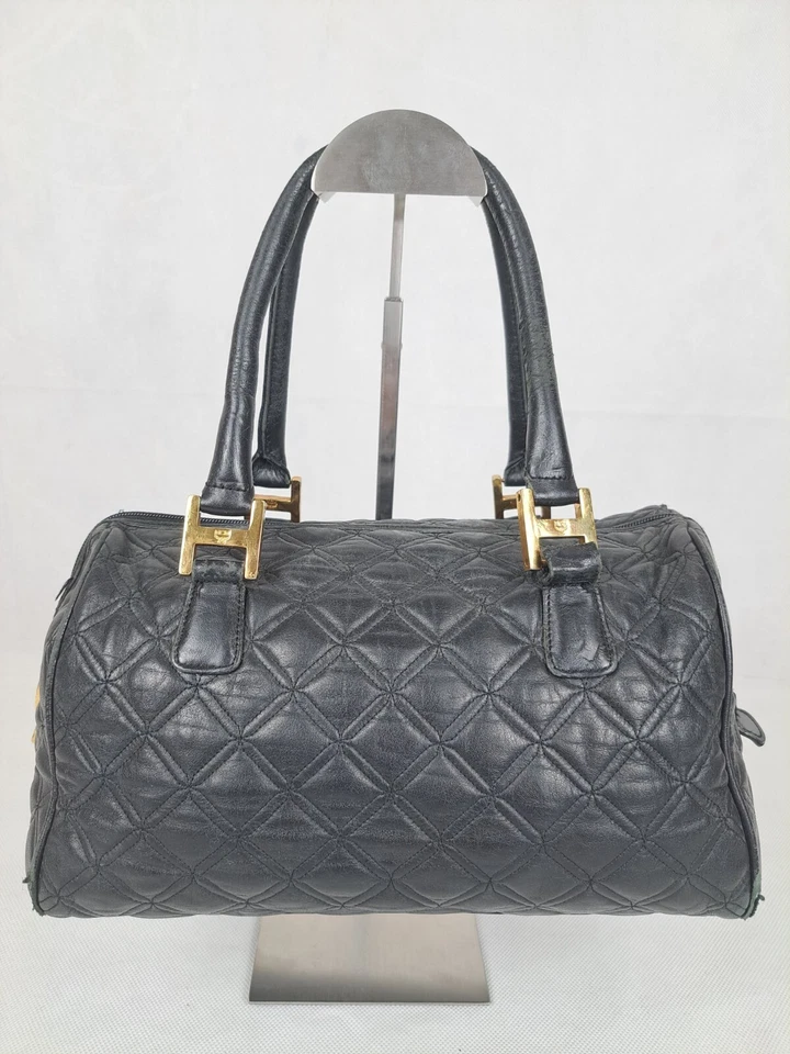Vintage MCM Visetos Black Quilted Boston Leather HandBag - Image 2 of 4