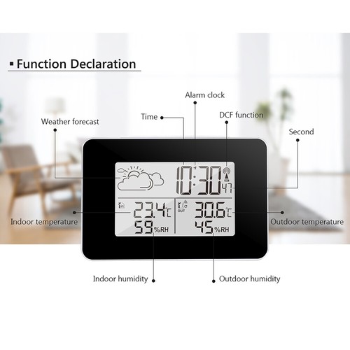 Digital LCD Indoor Outdoor Weather Station Clock Calendar Thermometer Wireless - Picture 17 of 31