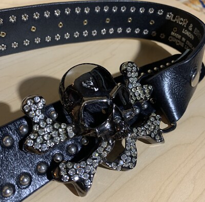 Black & Brown London Skull Belt Black & Brown London Leather Crystal Skull Belt Small  main image 4