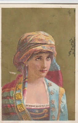 1880s Dr. Thomas' ECLECTIC OIL TRADE CARD~J F REILLY,DRUGGIST,TROY NY 