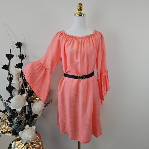 Italy Kleid Hängerchen Carmen Tunika mit 3/4 Arm Gr. 40 42 44 46 Lachs - Bild 2 von 9