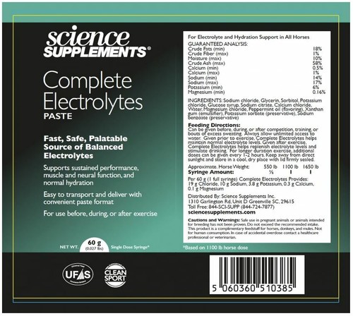 Science Supplements Complete Electrolytes Palatable Gentle Balanced Syringe/Tub - Picture 3 of 7