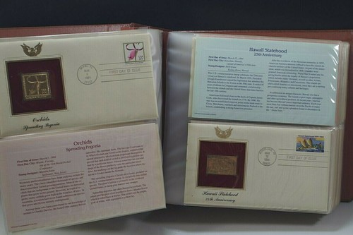 41 GOLDEN REPLICAS STAMPS ISSUES JAN 6 1984/JAN 23 1985 SET 1 DAY COVER 22K GOLD - Picture 6 of 12