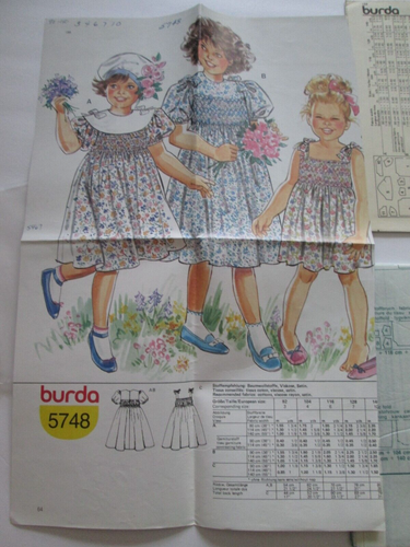 Burda Kids 9490 Muster Kleid Top Größe 5 6 7 8 9 10 Kind ungeschnitten neu