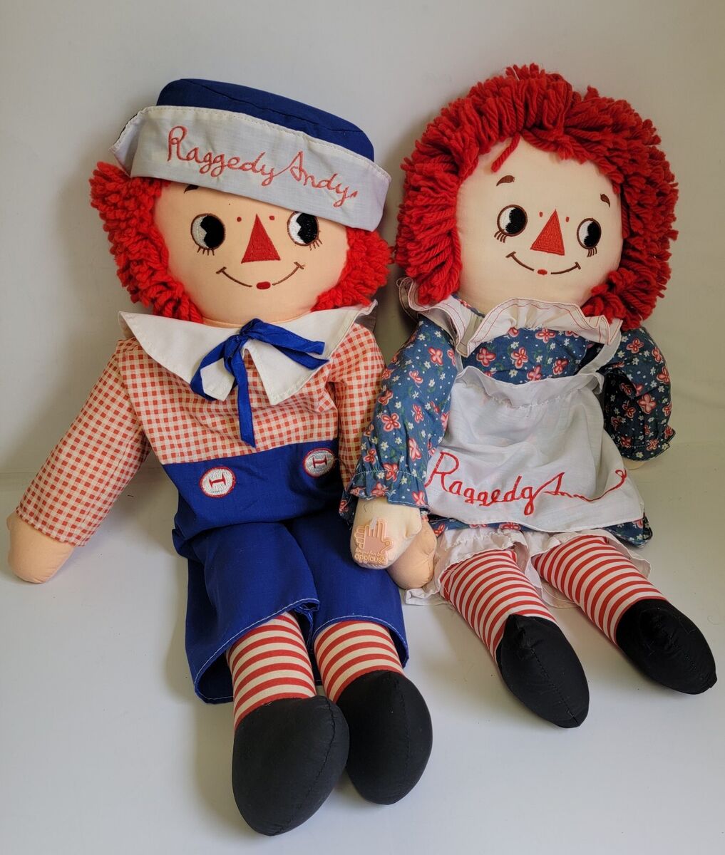 Vintage Raggedy Ann & Andy Dolls 8458 and 8459 Kickerbocker Vintage Raggedy Ann & Andy Dolls 8458 and 8459 Kickerbocker