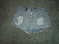 Express Destroyed Torn Button Fly Denim Shorts Size 6