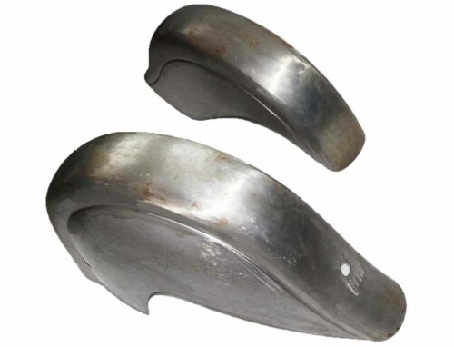 Vintage Indian Chief Civilian Plunger Front & Rear Raw Mudguard Fender Set ECs - Foto 2 di 9