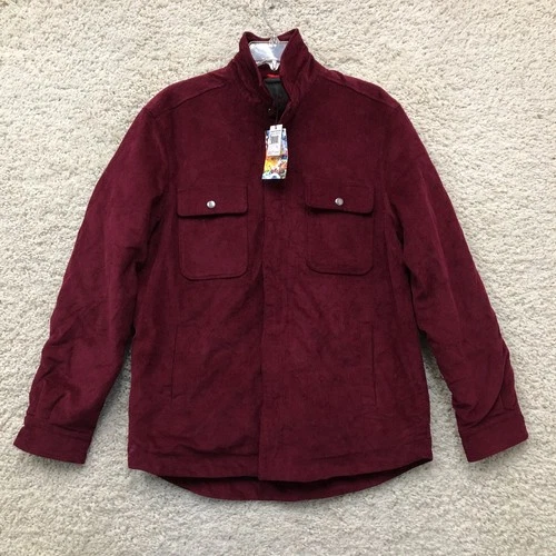 NEW Robert Graham Jacket Large Adult Red Burgundy Corduroy Quilted Lined Mens L video thumbnail