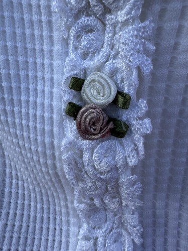 Vintage 80s 90s White Rosebud Vest Cottagecore Prairie Country Boho Coquette - Picture 13 of 15