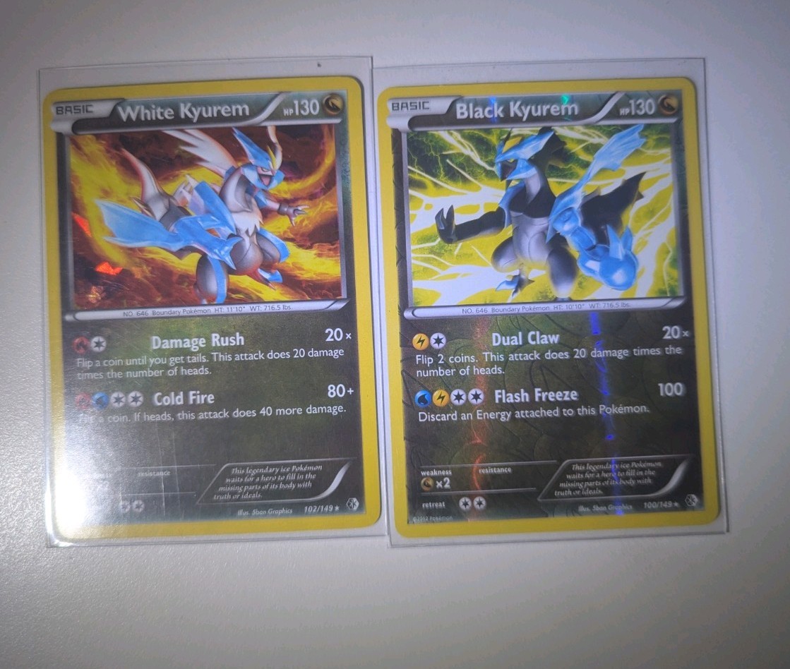 Pokemon LP Black Kyurem 100/149 White Kyurem 102/149 Boundaries Crossed Rare LP