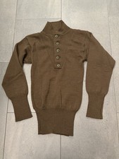 US Military Henley Sweater Men's Small 34-36 Brown 100 Wool Pullover FLAW