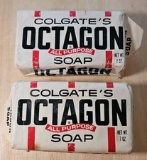 2 Vintage COLGATE’S OCTAGON ALL-PURPOSE SOAP NET WT 7 OZ Colgate-Palmolive NOS