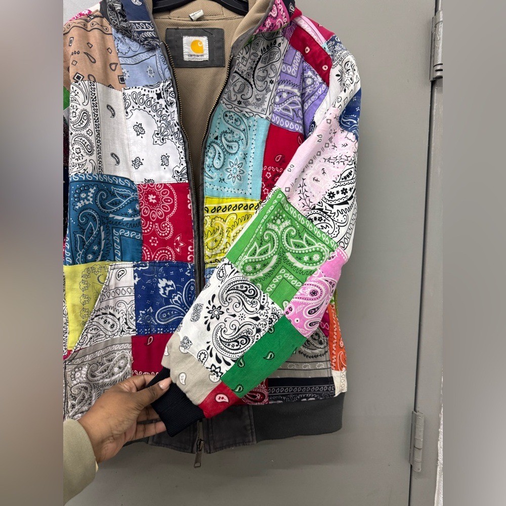 Carharrt Re-Worked Colorful Patchwork Bandana Jac… - image 6