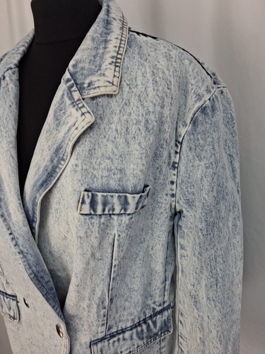 FEELHOO Women's Denim Jacket Light Blue Size Medium Large Double Breasted L2223 - Bild 7 von 12
