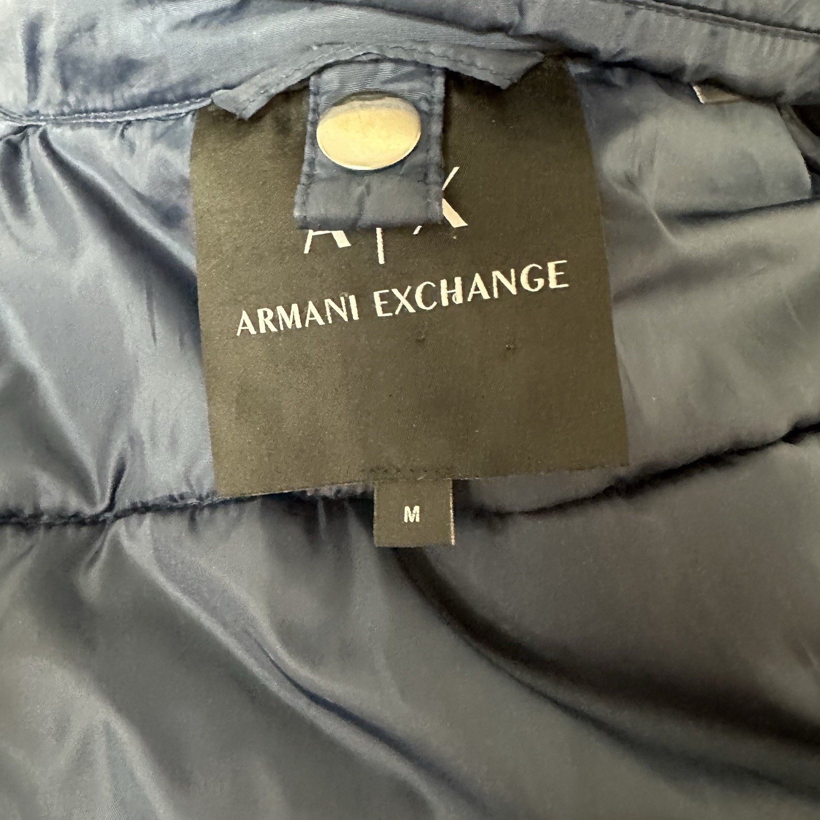 Armani Exchange Gilet Vest Bodywarmer Medium Men’s Blue Navy Puffer Quilted image 9
