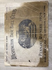 1924 WORLD SERIES WASHINGTON BASEBALL CLUB SCORE CARD GIANTS V. SENATORS
