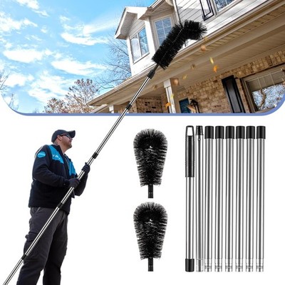 Gutter Cleaner Tool 7-Section Roof Brush, Black Adjustable No Ladder Needed
