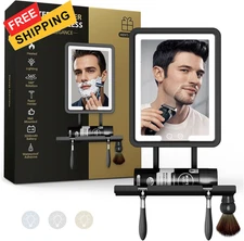 Shower Mirror Fogless for Shaving with Light - Heated Anti 8"L x 4"W, Black 