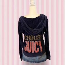 Vintage Juicy Couture Choose Juicy Rhinestone Velour Zip Hoodie